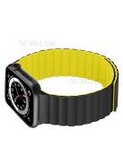 Dual Color Magnetic Silicone Watch Strap Wrist Band for Apple Watch Series 10 46mm / Ultra 2 Ultra 49mm / 9 8 7 45mm / SE (2023) SE (2022) SE 6 5 4 44mm / 3 2 1 42mm - Black / Yellow