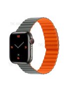 Dual Color Magnetic Silicone Watch Strap Wrist Band for Apple Watch Series 10 46mm / Ultra 2 Ultra 49mm / 9 8 7 45mm / SE (2023) SE (2022) SE 6 5 4 44mm / 3 2 1 42mm - Grey / Orange