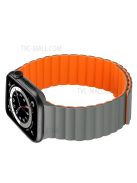 Dual Color Magnetic Silicone Watch Strap Wrist Band for Apple Watch Series 10 46mm / Ultra 2 Ultra 49mm / 9 8 7 45mm / SE (2023) SE (2022) SE 6 5 4 44mm / 3 2 1 42mm - Grey / Orange