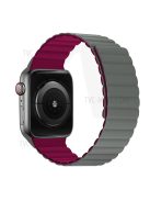 Dual Color Magnetic Silicone Watch Strap Wrist Band for Apple Watch Series 10 46mm / Ultra 2 Ultra 49mm / 9 8 7 45mm / SE (2023) SE (2022) SE 6 5 4 44mm / 3 2 1 42mm - Grey / Wine Red