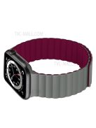 Dual Color Magnetic Silicone Watch Strap Wrist Band for Apple Watch Series 10 46mm / Ultra 2 Ultra 49mm / 9 8 7 45mm / SE (2023) SE (2022) SE 6 5 4 44mm / 3 2 1 42mm - Grey / Wine Red