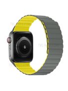 Dual Color Magnetic Silicone Watch Strap Wrist Band for Apple Watch Series 10 46mm / Ultra 2 Ultra 49mm / 9 8 7 45mm / SE (2023) SE (2022) SE 6 5 4 44mm / 3 2 1 42mm - Grey / Yellow