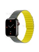 Dual Color Magnetic Silicone Watch Strap Wrist Band for Apple Watch Series 10 46mm / Ultra 2 Ultra 49mm / 9 8 7 45mm / SE (2023) SE (2022) SE 6 5 4 44mm / 3 2 1 42mm - Grey / Yellow