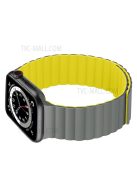 Dual Color Magnetic Silicone Watch Strap Wrist Band for Apple Watch Series 10 46mm / Ultra 2 Ultra 49mm / 9 8 7 45mm / SE (2023) SE (2022) SE 6 5 4 44mm / 3 2 1 42mm - Grey / Yellow