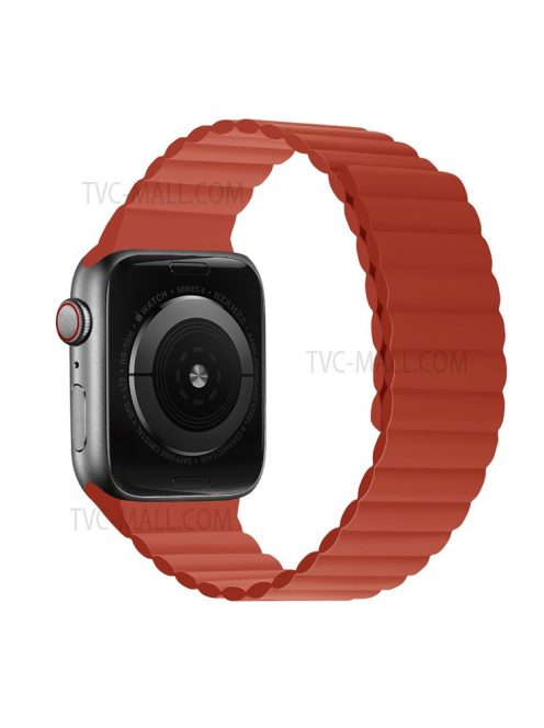 Dual Color Magnetic Silicone Watch Strap Wrist Band for Apple Watch Series 10 46mm / Ultra 2 Ultra 49mm / 9 8 7 45mm / SE (2023) SE (2022) SE 6 5 4 44mm / 3 2 1 42mm - Red