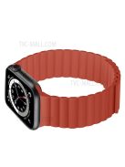 Dual Color Magnetic Silicone Watch Strap Wrist Band for Apple Watch Series 10 46mm / Ultra 2 Ultra 49mm / 9 8 7 45mm / SE (2023) SE (2022) SE 6 5 4 44mm / 3 2 1 42mm - Red