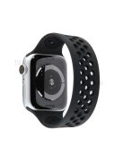 Dual Color Round Holes Silicone Smart Watch Strap Replacement Watchband [Size: L] for Apple Watch Series 10 42mm / 9 8 7 41mm / 6 5 4 SE SE (2022) SE (2023) 40mm / 3 2 1 38mm - Black