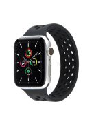 Dual Color Round Holes Silicone Smart Watch Strap Replacement Watchband [Size: L] for Apple Watch Series 10 42mm / 9 8 7 41mm / 6 5 4 SE SE (2022) SE (2023) 40mm / 3 2 1 38mm - Black