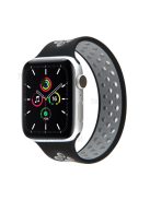 Dual Color Round Holes Silicone Smart Watch Strap Replacement Watchband [Size: L] for Apple Watch Series 10 42mm / 9 8 7 41mm / 6 5 4 SE SE (2022) SE (2023) 40mm / 3 2 1 38mm - Black / Grey