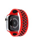 Dual Color Round Holes Silicone Smart Watch Strap Replacement Watchband [Size: L] for Apple Watch Series 10 42mm / 9 8 7 41mm / 6 5 4 SE SE (2022) SE (2023) 40mm / 3 2 1 38mm - Black / Red