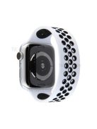 Dual Color Round Holes Silicone Smart Watch Strap Replacement Watchband [Size: L] for Apple Watch Series 10 42mm / 9 8 7 41mm / 6 5 4 SE SE (2022) SE (2023) 40mm / 3 2 1 38mm - Black / White