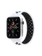 Dual Color Round Holes Silicone Smart Watch Strap Replacement Watchband [Size: L] for Apple Watch Series 10 42mm / 9 8 7 41mm / 6 5 4 SE SE (2022) SE (2023) 40mm / 3 2 1 38mm - Black / White