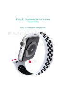 Dual Color Round Holes Silicone Smart Watch Strap Replacement Watchband [Size: L] for Apple Watch Ultra 49mm / Series 7 / 8 45mm / Series 6 / 5 / 4 / SE / SE (2022) 44m / Series 3 / 2 / 1 42mm - Black / White