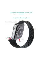 Dual Color Round Holes Silicone Smart Watch Strap Replacement Watchband [Size: M] for Apple Watch Series 10 42mm / 9 8 7 41mm / 6 5 4 SE SE (2022) SE (2023) 40mm / 3 2 1 38mm - Black