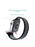 Dual Color Round Holes Silicone Smart Watch Strap Replacement Watchband [Size: M] for Apple Watch Series 10 42mm / 9 8 7 41mm / 6 5 4 SE SE (2022) SE (2023) 40mm / 3 2 1 38mm - Black / Grey