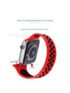 Dual Color Round Holes Silicone Smart Watch Strap Replacement Watchband [Size: M] for Apple Watch Series 10 42mm / 9 8 7 41mm / 6 5 4 SE SE (2022) SE (2023) 40mm / 3 2 1 38mm - Black / Red