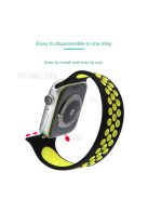 Dual Color Round Holes Silicone Smart Watch Strap Replacement Watchband [Size: S] for Apple Watch Series 10 42mm / 9 8 7 41mm / 6 5 4 SE SE (2022) SE (2023) 40mm / 3 2 1 38mm - Yellow