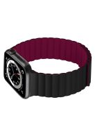 Dual Color Silicone Smart Watch Band for Apple Watch Series 10 42mm / 9 8 7 41mm / 6 5 4 SE SE (2022) SE (2023) 40mm / 3 2 1 38mm - Black / Wine Red