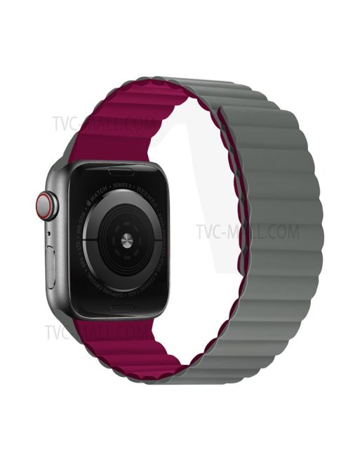 Dual Color Silicone Smart Watch Band for Apple Watch Series 10 42mm / 9 8 7 41mm / 6 5 4 SE SE (2022) SE (2023) 40mm / 3 2 1 38mm - Grey / Wine Red