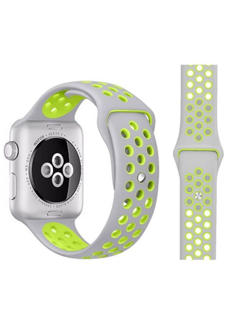 Dual Color Silicone Smart Watch Strap Replace Band for Apple Watch Series 5 / 4 44mm, Series 3 / 2 / 1 42mm, Size: M / L - Grey / Fluorescein