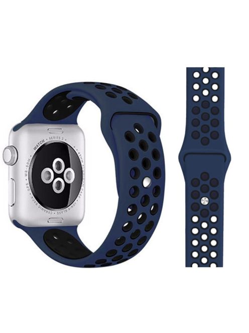 Dual Color Silicone Smart Watch Strap Replace Band for Apple Watch Series 5 / 4 44mm, Size: M / L - Blue / Black