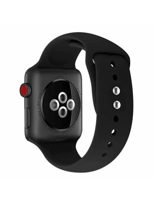 Dual Pin Buckle Silicone Watch Strap for Apple Watch Series 10 42mm / 9 8 7 41mm / SE (2023) SE (2022) SE 6 5 4 40mm / 3 2 1 38mm - Black