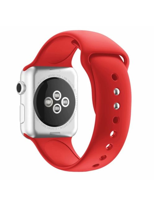 Dual Pin Buckle Silicone Watch Strap for Apple Watch Series 10 42mm / 9 8 7 41mm / SE (2023) SE (2022) SE 6 5 4 40mm / 3 2 1 38mm - Red