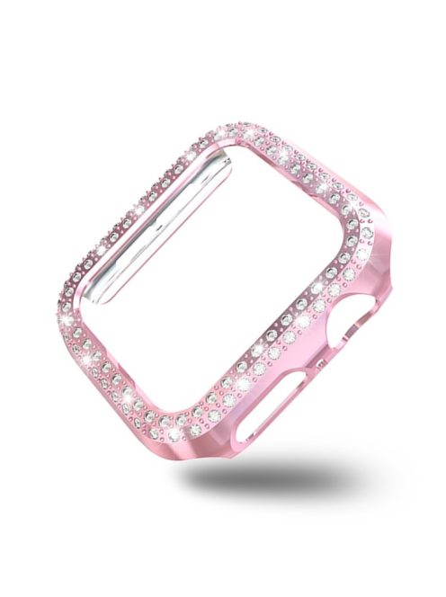 Dual-row Rhinestone Decor Smart Watch PC Case for Apple Watch Series 4 44mm - Rose