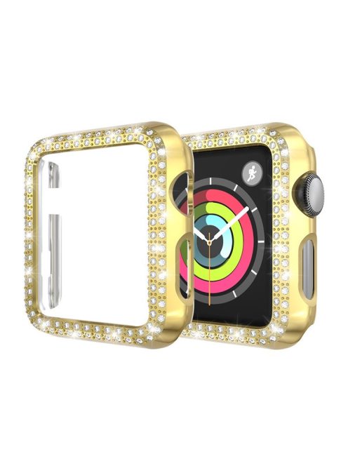 Dual-row Rhinestone Decor Smart Watch PC Cover for Apple Watch Series 3/2/1 42mm - Gold