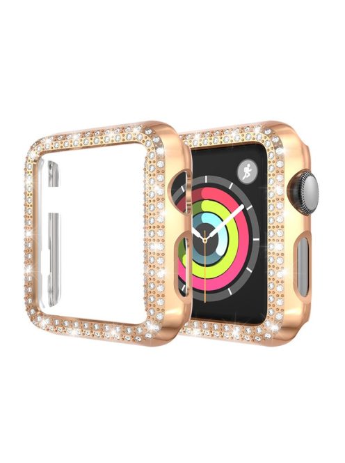 Dual-row Rhinestone Decor Smart Watch PC Cover for Apple Watch Series 3/2/1 42mm - Rose Gold