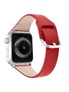 Durable Stylish Genuine Leather Watch Band Quick Release Strap Replacement for Apple Watch Series 10 46mm / Ultra 2 Ultra 49mm / 9 8 7 45mm / SE (2023) SE (2022) SE 6 5 4 44mm / 3 2 1 42mm - Red