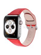 Durable Stylish Genuine Leather Watch Band Quick Release Strap Replacement for Apple Watch Series 10 46mm / Ultra 2 Ultra 49mm / 9 8 7 45mm / SE (2023) SE (2022) SE 6 5 4 44mm / 3 2 1 42mm - Red