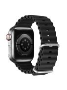 DUX DUCIS Band for Apple Watch Series 10 42mm / 9 8 7 41mm / SE (2023) SE (2022) SE 6 5 4 40mm / 3 2 1 38mm Wave Design Rubber Watch Strap - Black