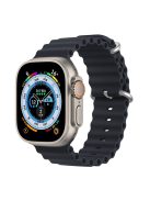 DUX DUCIS Band for Apple Watch Series 10 42mm / 9 8 7 41mm / SE (2023) SE (2022) SE 6 5 4 40mm / 3 2 1 38mm Wave Design Rubber Watch Strap - Midnight Blue