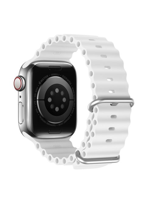 DUX DUCIS Band for Apple Watch Series 10 42mm / 9 8 7 41mm / SE (2023) SE (2022) SE 6 5 4 40mm / 3 2 1 38mm Wave Design Rubber Watch Strap - White