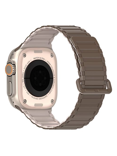 DUX DUCIS For Apple Watch 10 46mm / Ultra 2 / Ultra 49mm / 9 8 7 45mm / SE (2023) SE (2022) SE 6 5 4 44mm / 3 2 1 42mm Magnetic Silicone Band - Brown+Grey