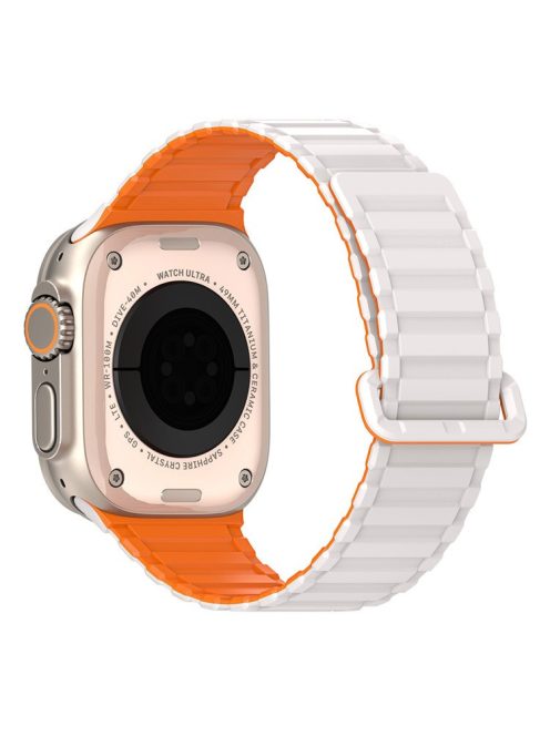 DUX DUCIS For Apple Watch 10 46mm / Ultra 2 / Ultra 49mm / 9 8 7 45mm / SE (2023) SE (2022) SE 6 5 4 44mm / 3 2 1 42mm Magnetic Silicone Band - Starlight+Orange