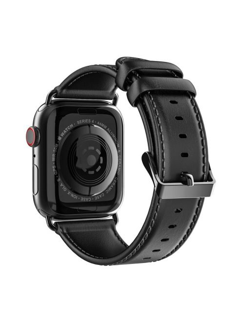 DUX DUCIS Watch Strap for Apple Watch Series 10 46mm / Ultra 2 / Ultra 49mm / 9 8 7 45mm / SE (2023) SE (2022) SE 6 5 4 44mm / 3 2 1 42mm Genuine Leather Band - Black