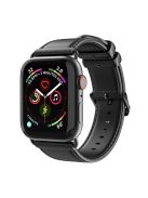 DUX DUCIS Watch Strap for Apple Watch Series 10 46mm / Ultra 2 / Ultra 49mm / 9 8 7 45mm / SE (2023) SE (2022) SE 6 5 4 44mm / 3 2 1 42mm Genuine Leather Band - Black