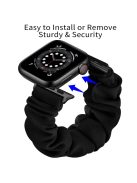 Elastic Hair Band Replacement Watch Strap for Apple Watch Series 10 42mm / 9 8 7 41mm / 6 5 4 SE SE (2022) SE (2023) 40mm / 3 2 1 38mm , Size: S - Black Connector / Blackblack