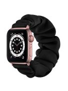 Elastic Hair Band Replacement Watch Strap for Apple Watch Series 10 42mm / 9 8 7 41mm / 6 5 4 SE SE (2022) SE (2023) 40mm / 3 2 1 38mm , Size: S - Rose Gold Connector / Black