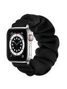 Elastic Hair Band Replacement Watch Strap for Apple Watch Series 10 42mm / 9 8 7 41mm / 6 5 4 SE SE (2022) SE (2023) 40mm / 3 2 1 38mm , Size: S - Silver Connector / Black