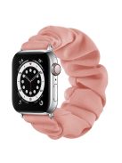 Elastic Hair Band Replacement Watch Strap for Apple Watch Series 10 42mm / 9 8 7 41mm / 6 5 4 SE SE (2022) SE (2023) 40mm / 3 2 1 38mm , Size: S - Silver Connector / Pink