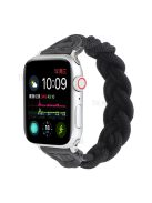 Elastic Woven Design Watch Band Replacement Watch Strap for Apple Watch Ultra 49mm / Ultra 2 49mm / Series 9 45mm / SE (2023) 44mm / Series 8 / 7 45mm 6 / 5 / 4 / SE / SE (2022) 44m / Series 3 / 2 / 1 42mm - Black