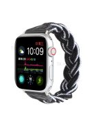 Elastic Woven Design Watch Band Replacement Watch Strap for Apple Watch Ultra 49mm / Ultra 2 49mm / Series 9 45mm / SE (2023) 44mm / Series 8 / 7 45mm 6 / 5 / 4 / SE / SE (2022) 44m / Series 3 / 2 / 1 42mm - Black / White Camouflage