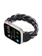 Elastic Woven Design Watch Band Replacement Watch Strap for Apple Watch Ultra 49mm / Ultra 2 49mm / Series 9 45mm / SE (2023) 44mm / Series 8 / 7 45mm 6 / 5 / 4 / SE / SE (2022) 44m / Series 3 / 2 / 1 42mm - Black / White Camouflage