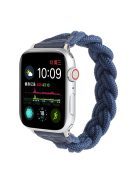 Elastic Woven Design Watch Band Replacement Watch Strap for Apple Watch Ultra 49mm / Ultra 2 49mm / Series 9 45mm / SE (2023) 44mm / Series 8 / 7 45mm 6 / 5 / 4 / SE / SE (2022) 44m / Series 3 / 2 / 1 42mm - Dark Blue