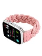 Elastic Woven Design Watch Band Replacement Watch Strap for Apple Watch Ultra 49mm / Ultra 2 49mm / Series 9 45mm / SE (2023) 44mm / Series 8 / 7 45mm 6 / 5 / 4 / SE / SE (2022) 44m / Series 3 / 2 / 1 42mm - Pink