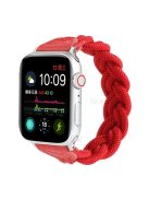 Elastic Woven Watch Band Replacement for Apple Watch Series 10 42mm / 9 8 7 41mm / 6 5 4 SE SE (2022) SE (2023) 40mm / 3 2 1 38mm - Red