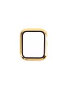 Electroplated PC Frame + Tempered Glass Screen Protector Case for Apple Watch Series SE / SE (2022) / 6 / 5 / 4 44MM - Gold